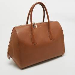Pre Owned Nina Ricci Brown Leather Zip Boston Bag