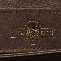 مملوكة مسبقًا حقيبة كتف نينا ريتشي جلد بني مطبوع قلاب مغلف