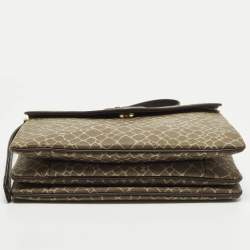 مملوكة مسبقًا حقيبة كتف نينا ريتشي جلد بني مطبوع قلاب مغلف