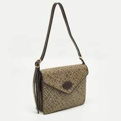 مملوكة مسبقًا حقيبة كتف نينا ريتشي جلد بني مطبوع قلاب مغلف