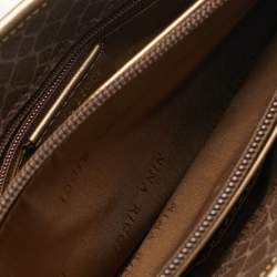 مملوكة مسبقًا حقيبة يد نينا ريتشي جلد مطبوع بني/برونزي