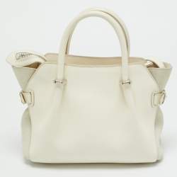 Pre Owned Nina Ricci Marche Small White Leather and Suede Tote