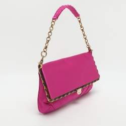 Pre Owned Nina Ricci Pink Satin Baguette Frame Bag