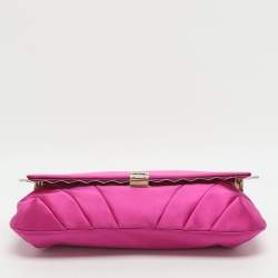 Pre Owned Nina Ricci Pink Satin Baguette Frame Bag