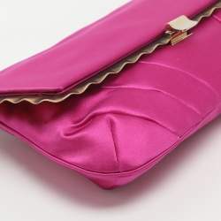 Pre Owned Nina Ricci Pink Satin Baguette Frame Bag