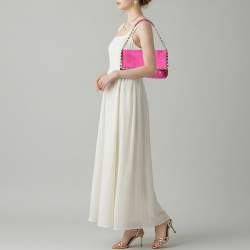 Pre Owned Nina Ricci Pink Satin Baguette Frame Bag