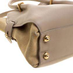 Nina Ricci Beige Leather and Suede Small Marche Tote