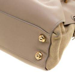 Nina Ricci Beige Leather and Suede Small Marche Tote
