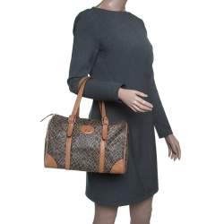 Pre Owned Nina Ricci Brown Coated Canvas Boston Bag 