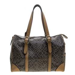 Pre Owned Nina Ricci Brown Coated Canvas Boston Bag 