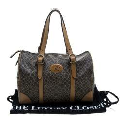 Pre Owned Nina Ricci Brown Coated Canvas Boston Bag 
