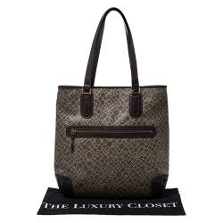 Nina Ricci Dark Beige/Brown Vintage Coated Canvas and Leather Tote