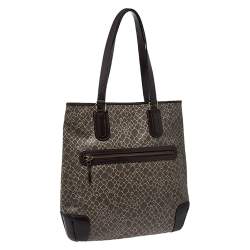 Nina Ricci Dark Beige/Brown Vintage Coated Canvas and Leather Tote