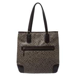 Nina Ricci Dark Beige/Brown Vintage Coated Canvas and Leather Tote