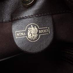 Nina Ricci Dark Beige/Brown Vintage Coated Canvas and Leather Tote