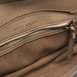 Pre Owned Nina Ricci Metallic Gold/Beige Leather and Suede Arc Shoulder Bag