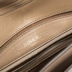 Pre Owned Nina Ricci Metallic Gold/Beige Leather and Suede Arc Shoulder Bag