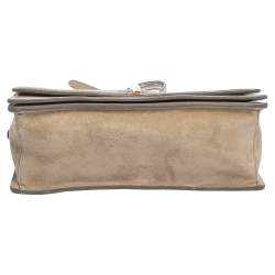 Pre Owned Nina Ricci Metallic Gold/Beige Leather and Suede Arc Shoulder Bag