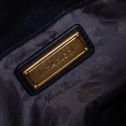 Pre Owned Nina Ricci Navy Blue Pleated Leather Bow Shoulder Bag