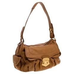 Nina Ricci Brown Leather Front Pocket Flap Shoulder Bag