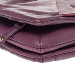 Nina Ricci Purple Leather Pleated Bow Flap Shoulder Bag