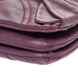 Nina Ricci Purple Leather Pleated Bow Flap Shoulder Bag