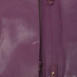Nina Ricci Purple Leather Pleated Bow Flap Shoulder Bag
