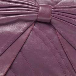 Nina Ricci Purple Leather Pleated Bow Flap Shoulder Bag
