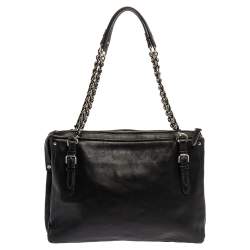 Pre Owned Nina Ricci Black Leather Chain Tote