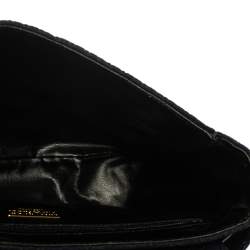 Pre Owned Nina Ricci Dark Blue Woven Suede and Leather Flap Shoulder Bag