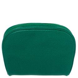Nina Ricci Green Leather Bow Zip Around Pouch