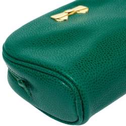 Nina Ricci Green Leather Bow Zip Around Pouch