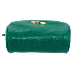 Nina Ricci Green Leather Bow Zip Around Pouch