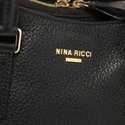Pre Owned Nina Ricci Black Leather Zipped Tote