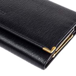 Pre Owned Nina Ricci Black Leather Flap Continental Wallet