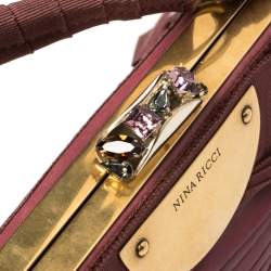 Pre Owned Nina Ricci Fuchsia Pleated Leather and Canvas Frame Chain Clutch