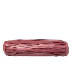 Pre Owned Nina Ricci Fuchsia Pleated Leather and Canvas Frame Chain Clutch