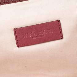 Pre Owned Nina Ricci Fuchsia Pleated Leather and Canvas Frame Chain Clutch