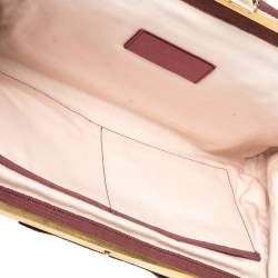 Pre Owned Nina Ricci Fuchsia Pleated Leather and Canvas Frame Chain Clutch