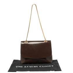 Nina Ricci Brown Leather Flap Chain Shoulder Bag