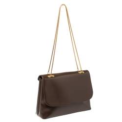 Nina Ricci Brown Leather Flap Chain Shoulder Bag