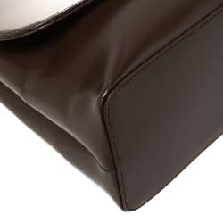 Nina Ricci Brown Leather Flap Chain Shoulder Bag