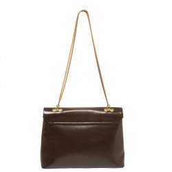 Nina Ricci Brown Leather Flap Chain Shoulder Bag