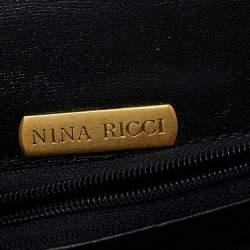 Pre Owned Nina Ricci Black Leather And Nylon Flap Chain Shoulder Bag