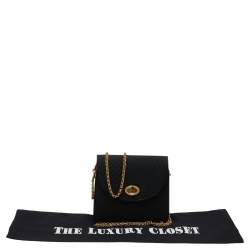 Pre Owned Nina Ricci Black Leather And Nylon Flap Chain Shoulder Bag