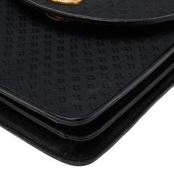 Pre Owned Nina Ricci Black Leather And Nylon Flap Chain Shoulder Bag