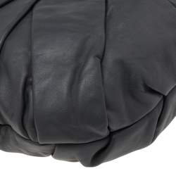 Nina Ricci Dark Grey Pleated Leather Chain Hobo 