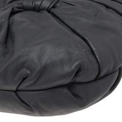 Nina Ricci Dark Grey Pleated Leather Chain Hobo 