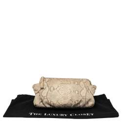 Nina Ricci Beige Python Embossed Leather Clutch