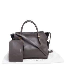 Nina Ricci Grey Leather and Suede Medium Marche Tote